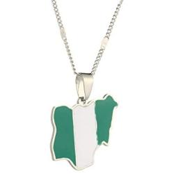 Yidan Exquisite Nigeria Map Flag Pendant Necklaces SilverColor Gold Color Nigerian Jewelry