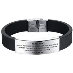 SOUSYOKYO to My Son Always Remember You are Braver Than You Believe Bracelet Love Mom