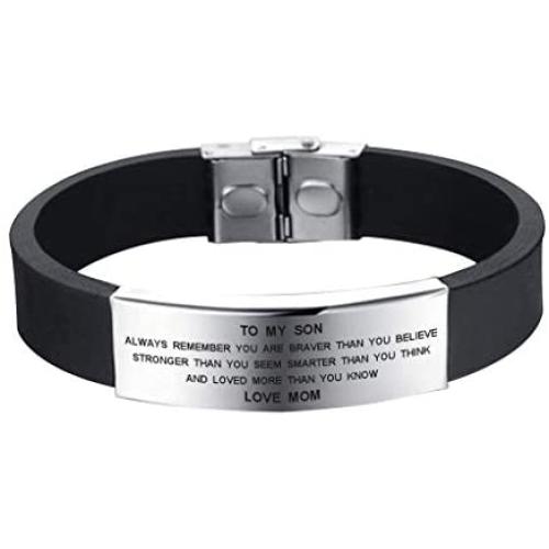 SOUSYOKYO to My Son Always Remember You are Braver Than You Believe Bracelet Love Mom