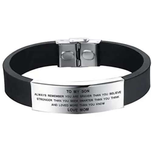 SOUSYOKYO to My Son Always Remember You are Braver Than You Believe Bracelet Love Mom SOUSYOKYO to My Son Always Remember You are Braver Than You Believe Bracelet Love Mom