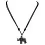 BlueRica Elephant Pendant on Adjustable Black Rope Cord Necklace (Old Silver)