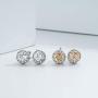 Bright Peach Cubic Zirconia Clip on Round Stud Earring Non Pierced Women/Girl Earring