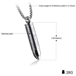 Cross Bullet Pendant Stainless Steel Necklace for Men Lords Prayer Necklace Lords Bible Cross Prayer Cremation Ashes Urn Necklace