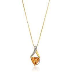 Sterling Silver Trillion-Cut Gemstone and Diamond Accent Pendant Necklace, 18''