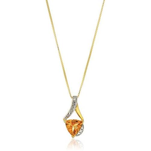 Sterling Silver Trillion-Cut Gemstone and Diamond Accent Pendant Necklace, 18''