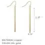Punk Simple Style Gold/Silver Plated Lightning Long Exaggerated Square Geometric Stick Drop Dangle Earring for Women Punk Simple Style Gold/Silver Plated Lightning Long Exaggerated Square Geometric Stick Drop Dangle Earring for Women