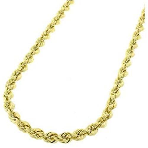 10K Gold 2MM 3MM 4MM Diamond Cut Rope Chain Necklace for Men and Women- Braided Twist Chain Necklace, 10K Gold Necklace, 10 Karat Gold Chain, Sizes 16-30