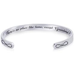 Luvalti ''Theres no Place Like Home Except Grandmas Stainless Steel Bracelet - Cuff Bracelet - Family Jewelry Gift