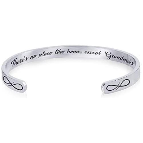 Luvalti ''Theres no Place Like Home Except Grandmas Stainless Steel Bracelet - Cuff Bracelet - Family Jewelry Gift