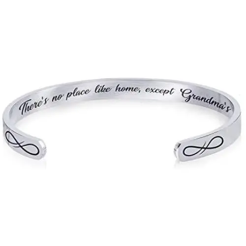 Luvalti ''Theres no Place Like Home Except Grandmas Stainless Steel Bracelet - Cuff Bracelet - Family Jewelry Gift Luvalti ''Theres no Place Like Home Except Grandmas Stainless Steel Bracelet - Cuff Bracelet - Family Jewelry Gift