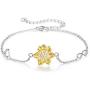 Annie & Kevin 925 Sterling Silver Sunflower Anklets/Bracelets/Necklaces/Earrings/Jewelry Set/Yellow Gold Plated CZ Flower with Jewelry Gift Box for Women