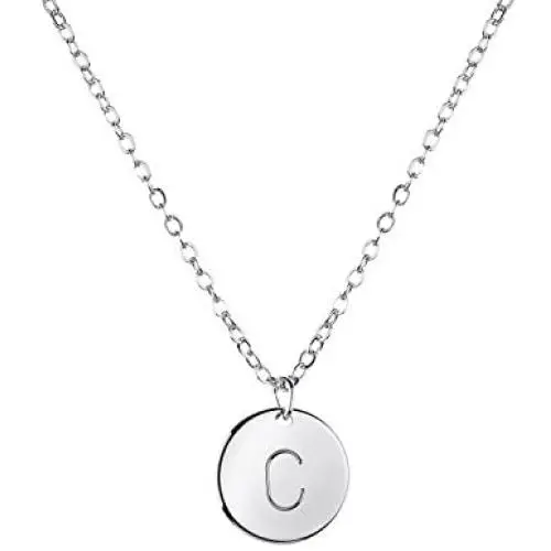 MignonandMignon Silver Initial Necklace Initial Disc Necklace Bridesmaid Jewelry Gift for Her MignonandMignon Silver Initial Necklace Initial Disc Necklace Bridesmaid Jewelry Gift for Her