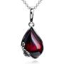 Cherry Amber Sterling Silver Pendant Necklace Chain 46 cm 18 inches