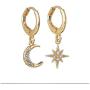 Cathercing Crystal Moon Star Dangle Earrings for Women Girls Drop Hoop Earrings With Rhinestone Hypoallergenic Stud Earrings Dangling Lightweight Earrings Modern Jewelry Daily Gift for Her (gold)