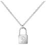 MEMGIFT Dainty Silver Initial Lock Necklace Cute Simple Minimalist Personalized Jewelry Letter Engraved for Girlfriend Wife Mom Daughter Best Friend Sister Fiancee