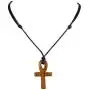 BlueRica Hand Carved Wood Ankh Cross Pendant on Adjustable Black Rope Cord Necklace BlueRica Hand Carved Wood Ankh Cross Pendant on Adjustable Black Rope Cord Necklace