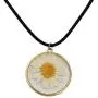 CENWA Daisy Flower Necklace Real Dried Flower Black Leather Necklace Handmade Pressed Flowers Jewelry Gift for Nature Lovers Mori Girl
