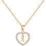 INENIMARTJ Rose Gold Heart Initial Pendant Necklace, Cubic Zirconia Heart Letter Alphabet Initial Necklace Birthday Gifts for Women Girls