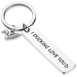 LACAKU Funny Couple Gift I Ducking Love You Cute Duck Pun Keychain Lover Jewelry Gift Couple Keychain Romantic Gift for Her