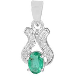 Spectrum Jewels Genuine Emerald Gemstone Solid 14K White Gold Charm Pendant Handmade Jewelry
