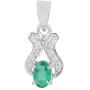 Spectrum Jewels Genuine Emerald Gemstone Solid 14K White Gold Charm Pendant Handmade Jewelry
