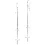 Stunning Twin Crosses .925 Sterling Silver Dangle Earrings