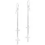 Stunning Twin Crosses .925 Sterling Silver Dangle Earrings