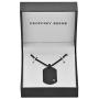 Geoffrey Beene Mens Engraving-Stainless Steel Dog Tag Pendant Necklace with Cubic Zirconia Stone