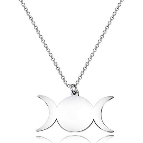 CENWA Triple Moon Goddess Symbol Pendant Necklace Symbol Alchemy Jewelry Wiccan Jewelry Alchemy Symbol Pendant Necklace