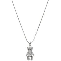 Spinningdaisy Crystals Silver Plated Movable Teddy Bear Necklace