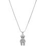 Spinningdaisy Crystals Silver Plated Movable Teddy Bear Necklace