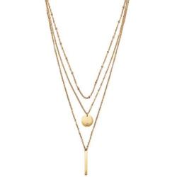 CIUNOFOR Layered Necklace Gold Plated Bar Geometric Pendant with Cubic Zirconia Long Chain Necklace for Women Lady Girl