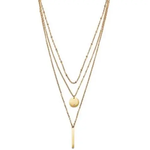 CIUNOFOR Layered Necklace Gold Plated Bar Geometric Pendant with Cubic Zirconia Long Chain Necklace for Women Lady Girl