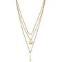 CIUNOFOR Layered Necklace Gold Plated Bar Geometric Pendant with Cubic Zirconia Long Chain Necklace for Women Lady Girl