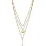 CIUNOFOR Layered Necklace Gold Plated Bar Geometric Pendant with Cubic Zirconia Long Chain Necklace for Women Lady Girl