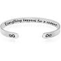 Mantra Cuff for Women, Inspirational Gift Jewelry for her, Motivational Silver Friendship Bracelets, Engraved Bracelets for Women, Encouragement Jewelry