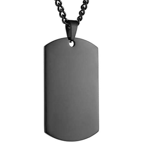 HZMAN Mens High Polishing Stainless Steel Dog Tag Pendant Necklace 22+2 Inch Link Chain