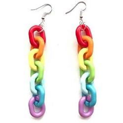Chain Earrings Rainbow Resin Acrylic Earrings Cool Weird Transparent Color Earrings for Women Girls