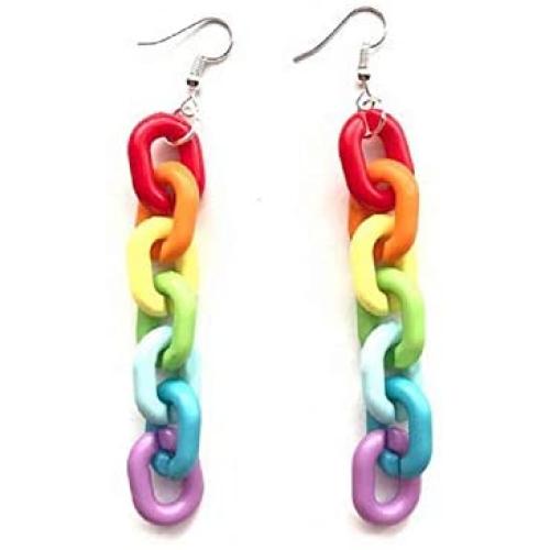 Chain Earrings Rainbow Resin Acrylic Earrings Cool Weird Transparent Color Earrings for Women Girls