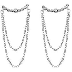 SLUYNZ 925 Sterling Silver Dangle Earrings Chain for Women Teen Girls Minimalist Bar Tassel Chain Earrings