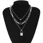 Salircon Layered Necklace Lock Key Pendant Punk Long Chain Statement Choker for Women Men Teen Girls