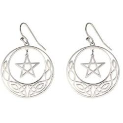 LIKGREAT Stainless Steel Dangling Pentacle Triquetra Pendant Necklace Vintage Retro Powerful Amulet Round Circle Jewelry for Women Girls