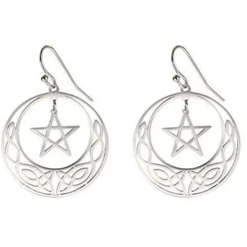 LIKGREAT Stainless Steel Dangling Pentacle Triquetra Pendant Necklace Vintage Retro Powerful Amulet Round Circle Jewelry for Women Girls