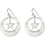 LIKGREAT Stainless Steel Dangling Pentacle Triquetra Pendant Necklace Vintage Retro Powerful Amulet Round Circle Jewelry for Women Girls