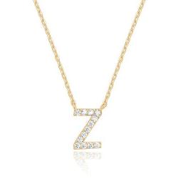 PAVOI 14K Yellow Gold Plated Cubic Zirconia Initial Necklace | Letter Necklaces for Women