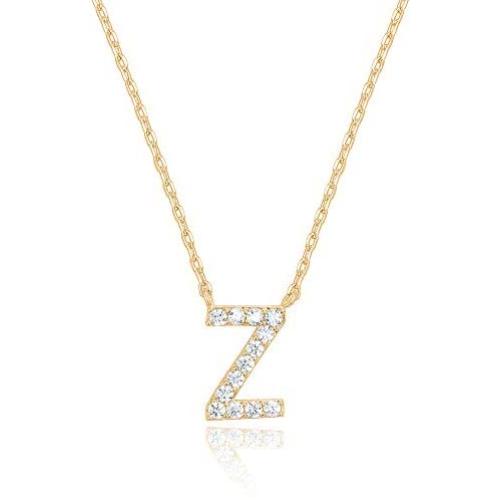 PAVOI 14K Yellow Gold Plated Cubic Zirconia Initial Necklace | Letter Necklaces for Women