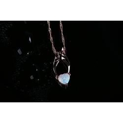 Barzel 18K Rose Gold Plated Created Opal Guardian Angel Necklace