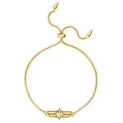 Marvel’s Captain Marvel Eight-Pointed Star Logo Yellow Gold Plated Lariat Bracelet