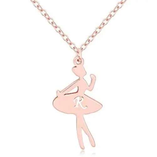 MANZHEN Rose Gold Ballerina Dancer Recital Gift Ballet Dance with Initial Alphabet Pendant Necklace Girls Jewelry (R) MANZHEN Rose Gold Ballerina Dancer Recital Gift Ballet Dance with Initial Alphabet Pendant Necklace Girls Jewelry (R)
