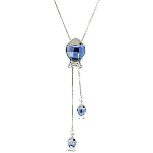 HSQYJ Crystal Flower Pendant Necklace Pretty Pearl Adjustable Long Sweater Necklace Fashion Jewelry for Women Girls